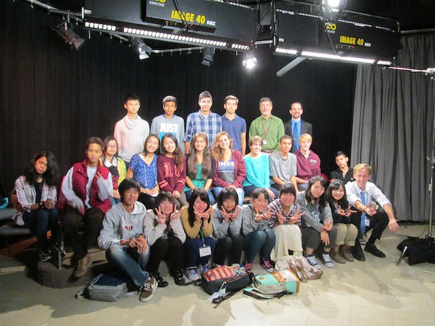 Group photo at the CCTV Studio with other international CCHS students (PHOTO BY DAVID NURENBERG)